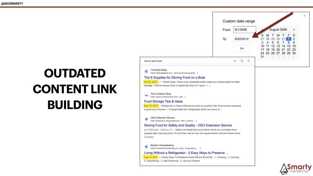 Outdated content link building